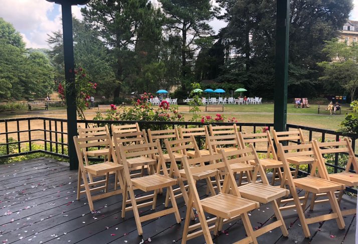 Bandstand set up for a ceremony